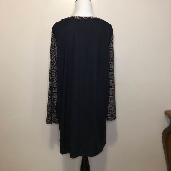 NWT! Nanu Black & Tan Graphic Print Tunic Top (XL) - Picture 2 of 4